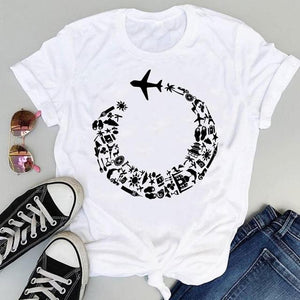Women Cartoon Simple Cat New Cute 2021 Short Sleeve Sweet Summer Fashion Print Lovely Clothes Tops Tees Tshirt T-Shirt