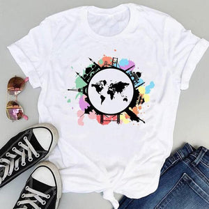 Women Cartoon Simple Cat New Cute 2021 Short Sleeve Sweet Summer Fashion Print Lovely Clothes Tops Tees Tshirt T-Shirt