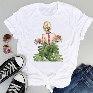 Women Cartoon Simple Cat New Cute 2021 Short Sleeve Sweet Summer Fashion Print Lovely Clothes Tops Tees Tshirt T-Shirt