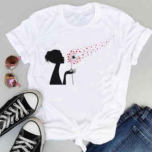Women Cartoon Simple Cat New Cute 2021 Short Sleeve Sweet Summer Fashion Print Lovely Clothes Tops Tees Tshirt T-Shirt
