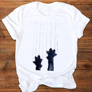 Women Graphic Cartoon Cat Animal Flower Fashion Printing 90s Style Print Clothes Lady Tees Tops Female T Shirt Womens T-Shirt
