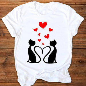 Women Graphic Cartoon Cat Animal Flower Fashion Printing 90s Style Print Clothes Lady Tees Tops Female T Shirt Womens T-Shirt