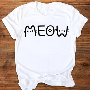 Women Graphic Cartoon Cat Animal Flower Fashion Printing 90s Style Print Clothes Lady Tees Tops Female T Shirt Womens T-Shirt