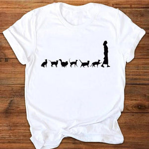 Women Graphic Cartoon Cat Animal Flower Fashion Printing 90s Style Print Clothes Lady Tees Tops Female T Shirt Womens T-Shirt