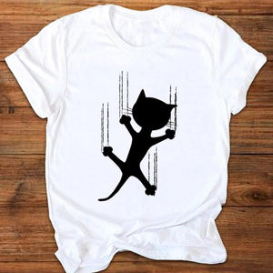 Women Graphic Cartoon Cat Animal Flower Fashion Printing 90s Style Print Clothes Lady Tees Tops Female T Shirt Womens T-Shirt