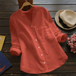 Cute Cat Linen shirt Women Fall long sleeve tops female blouse collared loose casual women&#39;s blouses