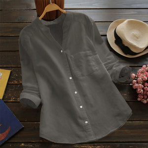 Cute Cat Linen shirt Women Fall long sleeve tops female blouse collared loose casual women&#39;s blouses