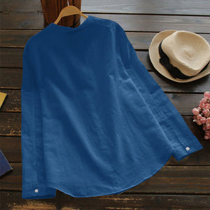 Cute Cat Linen shirt Women Fall long sleeve tops female blouse collared loose casual women&#39;s blouses