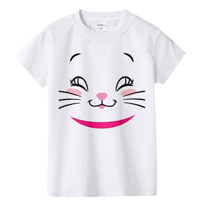 Beautiful girl T-shirt Marie Cat cartoon print summer T-shirt children cute pink pattern T-shirt round neck cartoon shirt,BAL549