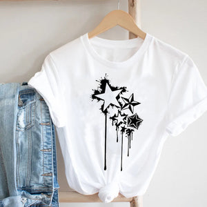 Women Clothing Cat Funny Letter Cute Kawaii Fruit Cartoon Ladies Summer Clothes Print Tshirt Female Tee Top Graphic T-shirt