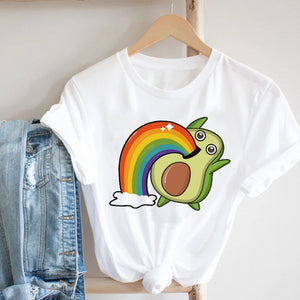 Women Clothing Cat Funny Letter Cute Kawaii Fruit Cartoon Ladies Summer Clothes Print Tshirt Female Tee Top Graphic T-shirt