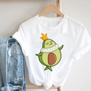 Women Clothing Cat Funny Letter Cute Kawaii Fruit Cartoon Ladies Summer Clothes Print Tshirt Female Tee Top Graphic T-shirt
