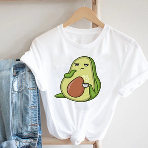 Women Clothing Cat Funny Letter Cute Kawaii Fruit Cartoon Ladies Summer Clothes Print Tshirt Female Tee Top Graphic T-shirt