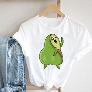 Women Clothing Cat Funny Letter Cute Kawaii Fruit Cartoon Ladies Summer Clothes Print Tshirt Female Tee Top Graphic T-shirt