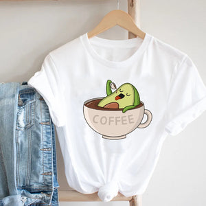 Women Clothing Cat Funny Letter Cute Kawaii Fruit Cartoon Ladies Summer Clothes Print Tshirt Female Tee Top Graphic T-shirt