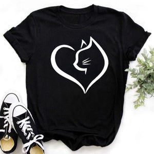 Cat MOM women&#39;s top summer fashion short-sleeved cat and dog paw print women&#39;s T-shirt cute dog paw women&#39;s top