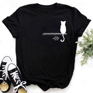 Cat MOM women&#39;s top summer fashion short-sleeved cat and dog paw print women&#39;s T-shirt cute dog paw women&#39;s top