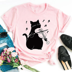 Cat MOM women&#39;s top summer fashion short-sleeved cat and dog paw print women&#39;s T-shirt cute dog paw women&#39;s top