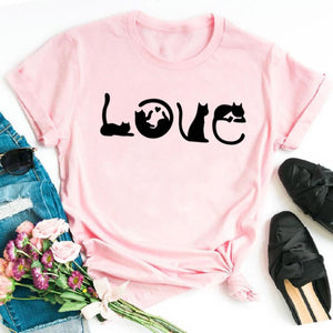 Cat MOM women&#39;s top summer fashion short-sleeved cat and dog paw print women&#39;s T-shirt cute dog paw women&#39;s top