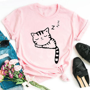 Cat MOM women&#39;s top summer fashion short-sleeved cat and dog paw print women&#39;s T-shirt cute dog paw women&#39;s top