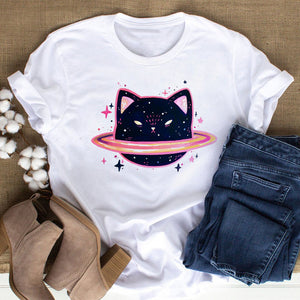 Cat MOM women&#39;s top summer fashion short-sleeved cat and dog paw print women&#39;s T-shirt cute dog paw women&#39;s top