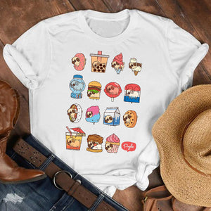 Women Lady Cat Pet Funny Kawaii Casual 90s Style Cartoon Shirt Clothes Tshirt Tee Womens Top Female Print T Graphic T-shirt