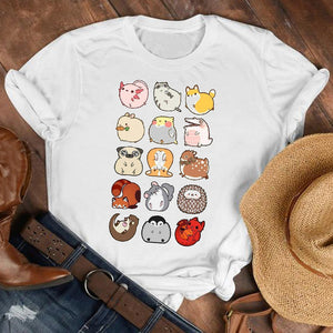 Women Lady Cat Pet Funny Kawaii Casual 90s Style Cartoon Shirt Clothes Tshirt Tee Womens Top Female Print T Graphic T-shirt