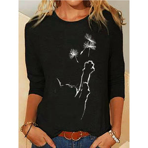 2021 Women Fashion Casual Kawaii Ladies T-Shirt Funny Cute Tunic Female Y2K Cat Printed Tops Long Sleeve Round Neck TShirt Tee