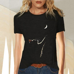 2021 Women Fashion Casual Kawaii Ladies T-Shirt Funny Cute Tunic Female Y2K Cat Printed Tops Long Sleeve Round Neck TShirt Tee