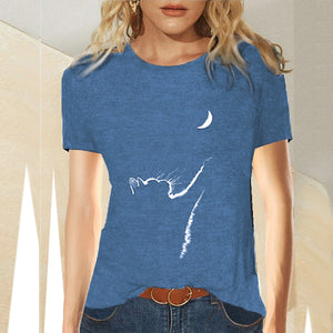 2021 Women Fashion Casual Kawaii Ladies T-Shirt Funny Cute Tunic Female Y2K Cat Printed Tops Long Sleeve Round Neck TShirt Tee