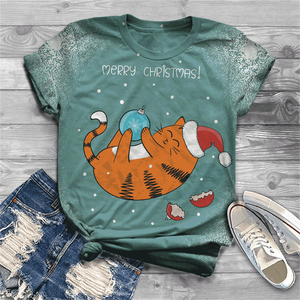 Cute and lovely cat Cotton T-shirt women&#39;s 2021 summer short-sleeved Harajuku T-shirt top ladies animal T-shirt