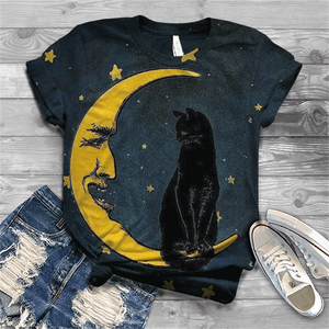 Cute and lovely cat Cotton T-shirt women&#39;s 2021 summer short-sleeved Harajuku T-shirt top ladies animal T-shirt
