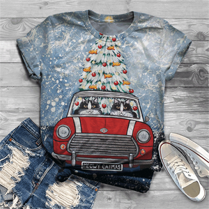 Cute and lovely cat Cotton T-shirt women&#39;s 2021 summer short-sleeved Harajuku T-shirt top ladies animal T-shirt