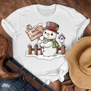 Women Cat Star New Trend Fashion Merry Christmas Holiday Winter Tshirt Female Top Graphic Clothes Shirt T Tee New Year T-shirt