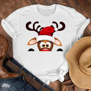 Women Cat Star New Trend Fashion Merry Christmas Holiday Winter Tshirt Female Top Graphic Clothes Shirt T Tee New Year T-shirt