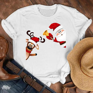 Women Cat Star New Trend Fashion Merry Christmas Holiday Winter Tshirt Female Top Graphic Clothes Shirt T Tee New Year T-shirt