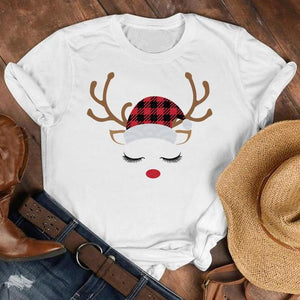 Women Cat Star New Trend Fashion Merry Christmas Holiday Winter Tshirt Female Top Graphic Clothes Shirt T Tee New Year T-shirt