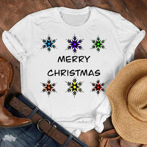 Women Cat Star New Trend Fashion Merry Christmas Holiday Winter Tshirt Female Top Graphic Clothes Shirt T Tee New Year T-shirt