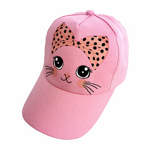 cute kitty cat with bow tie baby girl hat baseball cap 2-5 years caps summer sun truck hat girls stuff toddler  hats casquette