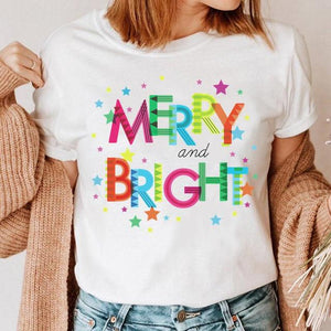 Clothes Cat Funny 2022 Winter Merry Christmas New Year Women Top Print Cartoon Shirt Female Holiday Graphic T Tee T-shirt