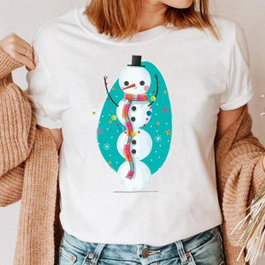Clothes Cat Funny 2022 Winter Merry Christmas New Year Women Top Print Cartoon Shirt Female Holiday Graphic T Tee T-shirt