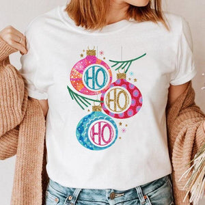 Clothes Cat Funny 2022 Winter Merry Christmas New Year Women Top Print Cartoon Shirt Female Holiday Graphic T Tee T-shirt