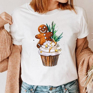 Clothes Cat Funny 2022 Winter Merry Christmas New Year Women Top Print Cartoon Shirt Female Holiday Graphic T Tee T-shirt