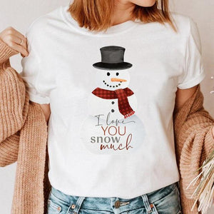 Clothes Cat Funny 2022 Winter Merry Christmas New Year Women Top Print Cartoon Shirt Female Holiday Graphic T Tee T-shirt