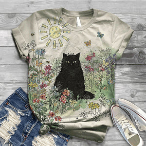 New Woman Casual Tshirts Women Summer 2022 Short Sleeve 3D Cat Printing O-Neck Harajuku Tops T Shirt Женская футболка