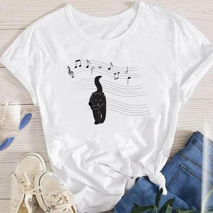 Fashion Cartoon Leopard Cat Letter 90s Cute Tees Women Short Sleeve Lady Female Graphic Tops Clothes Print Tshirt T-Shirt