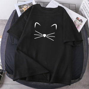 2021 Short Sleeve Tops Tees Harajuku Cats Cartoon T-shirts Woman Summer High Quality Lady Clothes Fashion K-pop Camisetas Female
