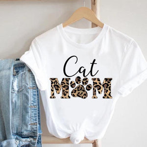 Cat Plant Flower New Lovely Women Clothes Cartoon Clothing Fashion Short Sleeve Print Tshirt Female Top Graphic Tee T-shirt