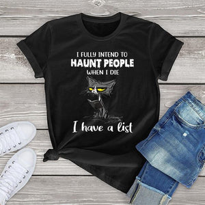 Funny Angry Cat Graphic T Shirts for Women Clothing Halloween Gifts Harajuku Short Sleeve Tee Tops Kawaii Cotton Girls Tshirts