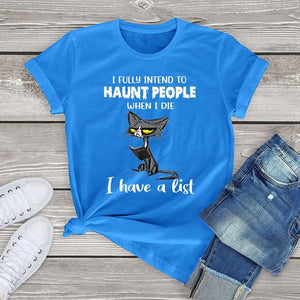 Funny Angry Cat Graphic T Shirts for Women Clothing Halloween Gifts Harajuku Short Sleeve Tee Tops Kawaii Cotton Girls Tshirts